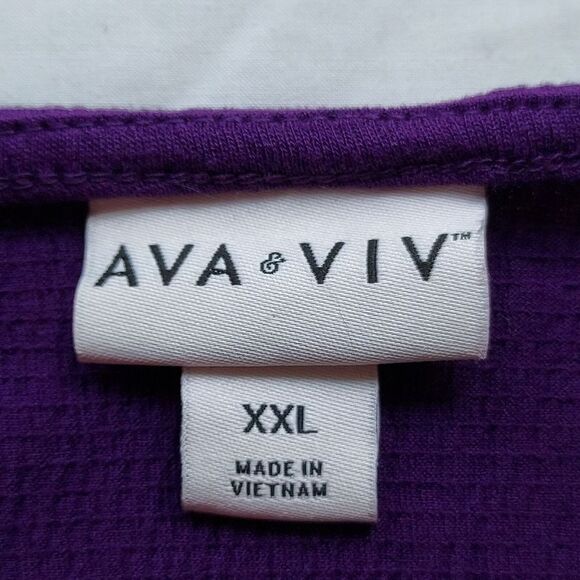 Ava‎ & Viv XXL V Neck Midi Wrap Dress Purple Textured - Picture 7 of 10